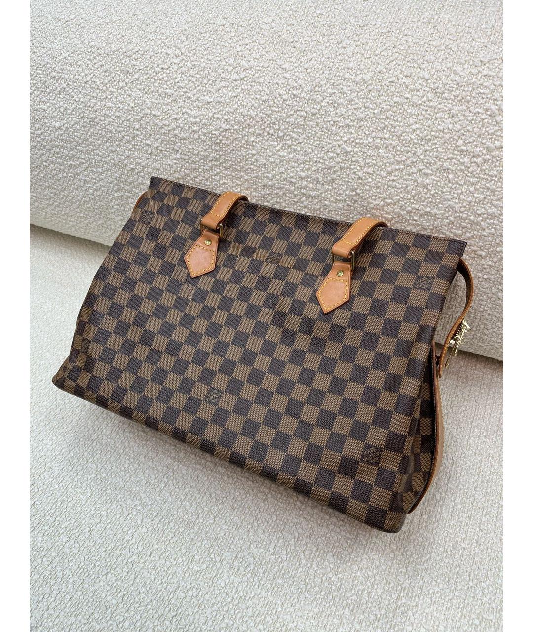 LOUIS VUITTON Коричневая кожаная сумка с короткими ручками, фото 3