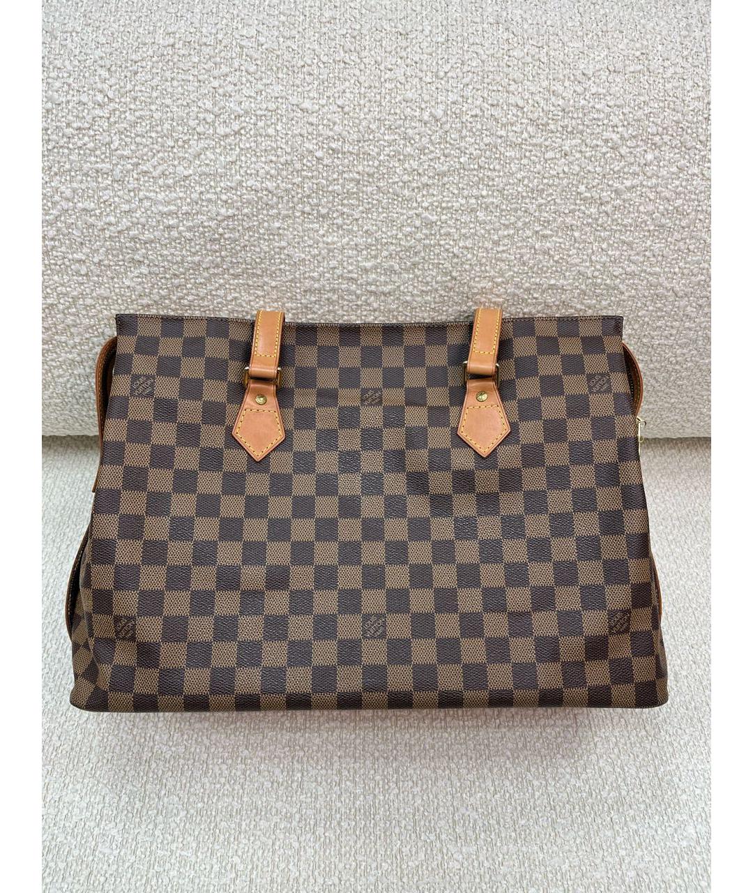 LOUIS VUITTON Коричневая кожаная сумка с короткими ручками, фото 8