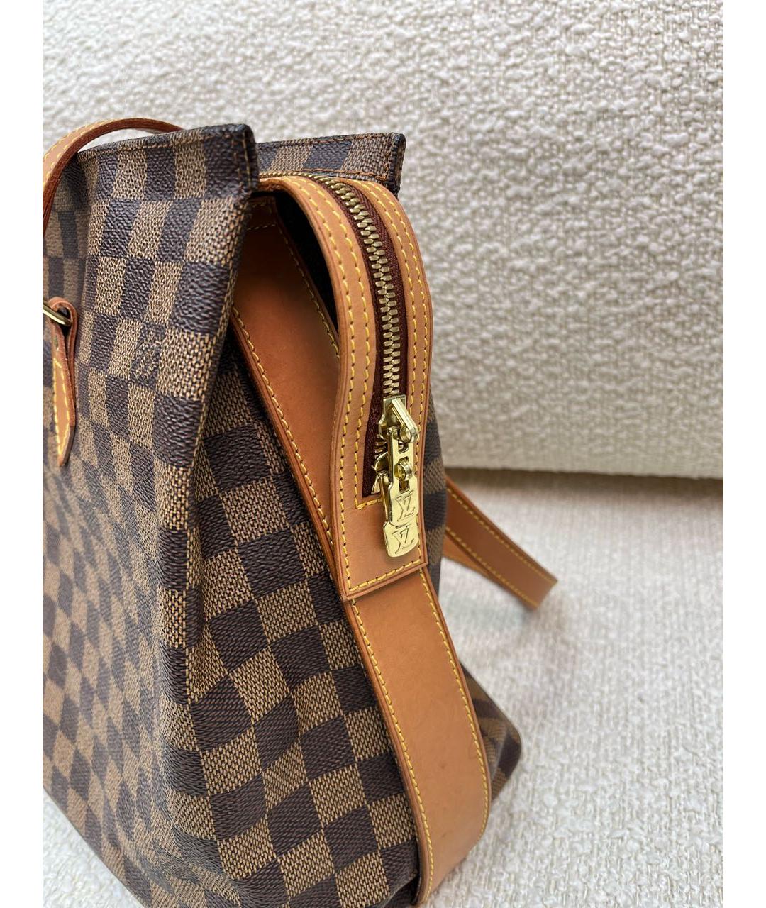 LOUIS VUITTON Коричневая кожаная сумка с короткими ручками, фото 7