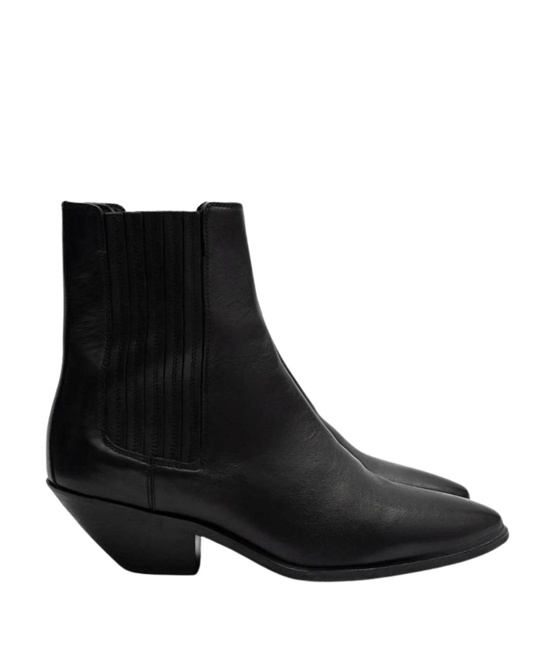 SAINT LAURENT Черные кожаные ботильоны, фото 1