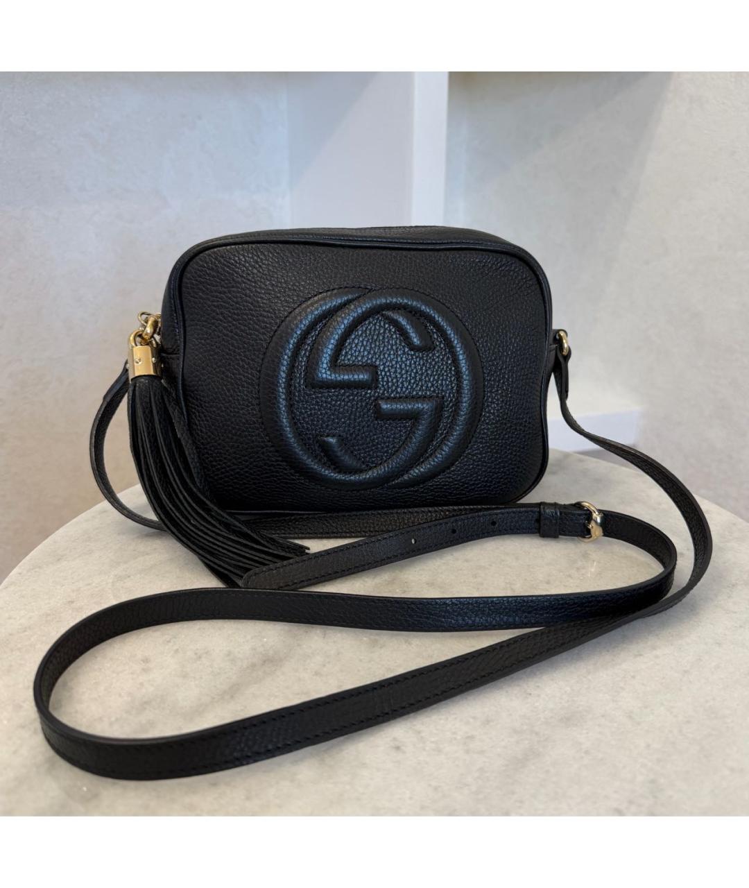 GUCCI Черная кожаная сумка через плечо, фото 6