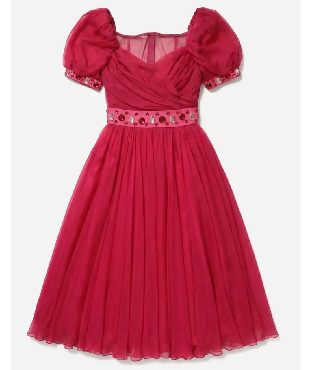 DOLCE&GABBANA Розовое шелковое коктейльное платье, фото 4