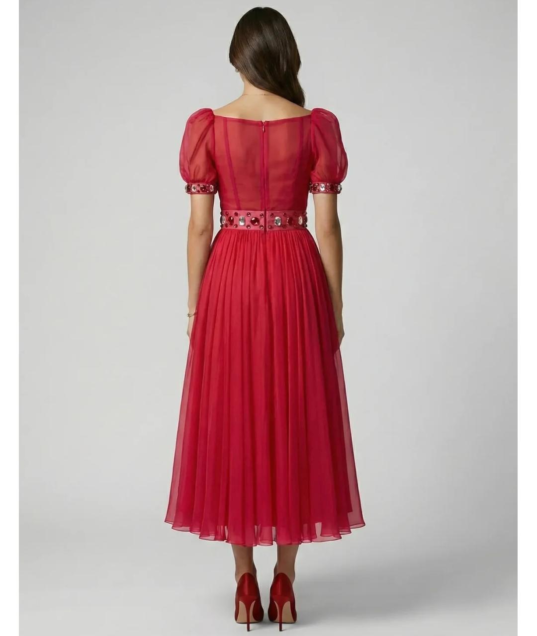 DOLCE&GABBANA Розовое шелковое коктейльное платье, фото 3