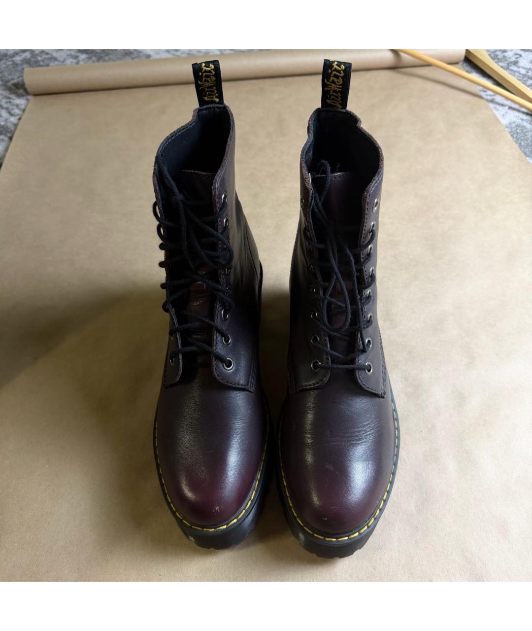 DR. MARTENS Бордовые кожаные ботинки, фото 2