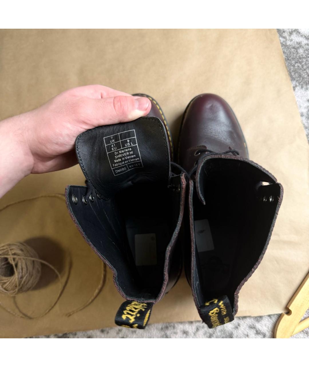 DR. MARTENS Бордовые кожаные ботинки, фото 5