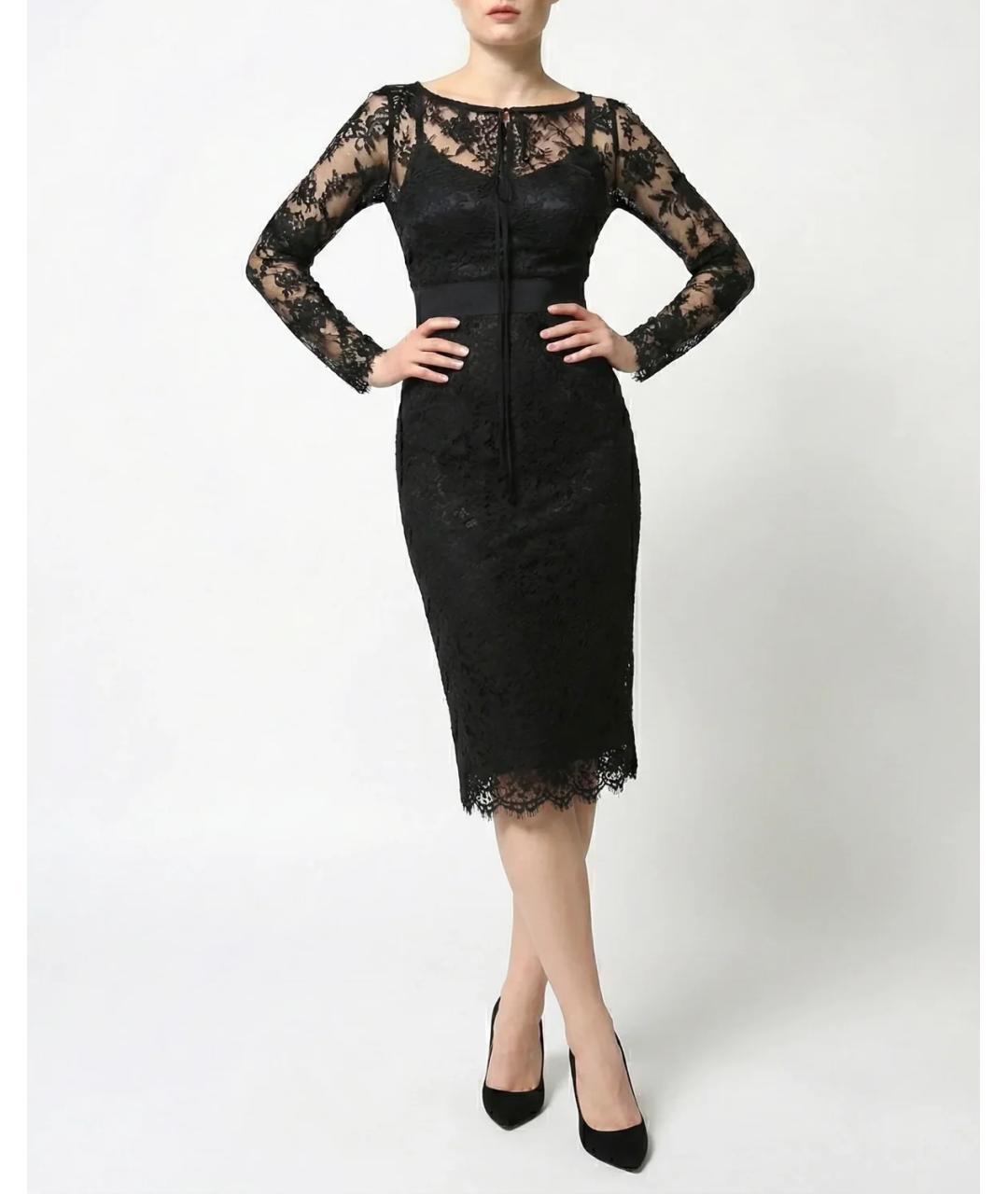 DOLCE&GABBANA Черное хлопковое коктейльное платье, фото 2