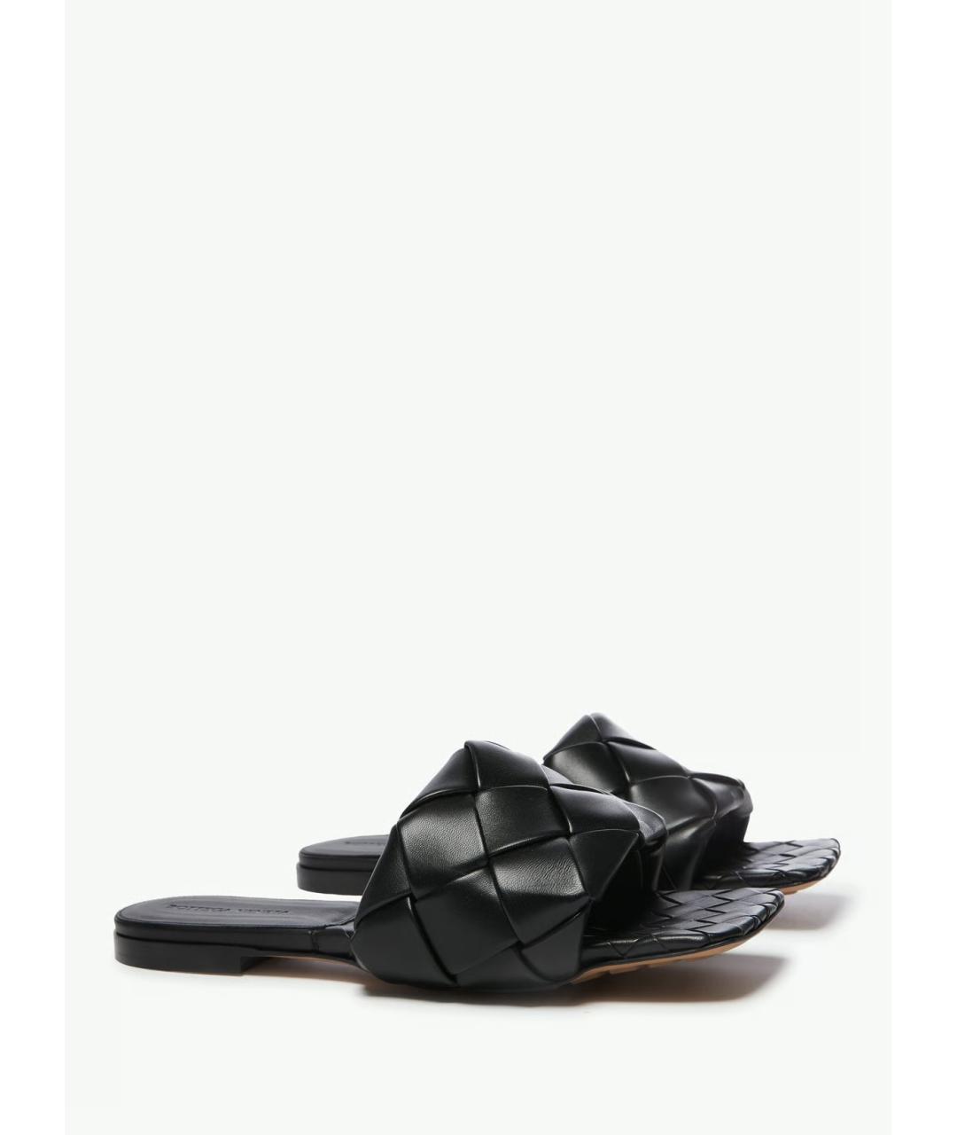 BOTTEGA VENETA Черные кожаные шлепанцы, фото 2