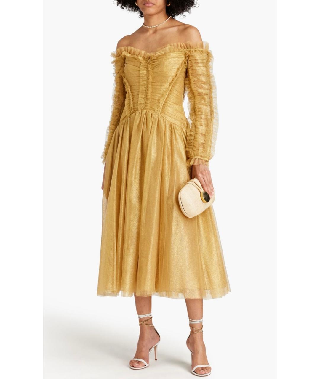 ZIMMERMANN Золотое полиамидовое коктейльное платье, фото 2
