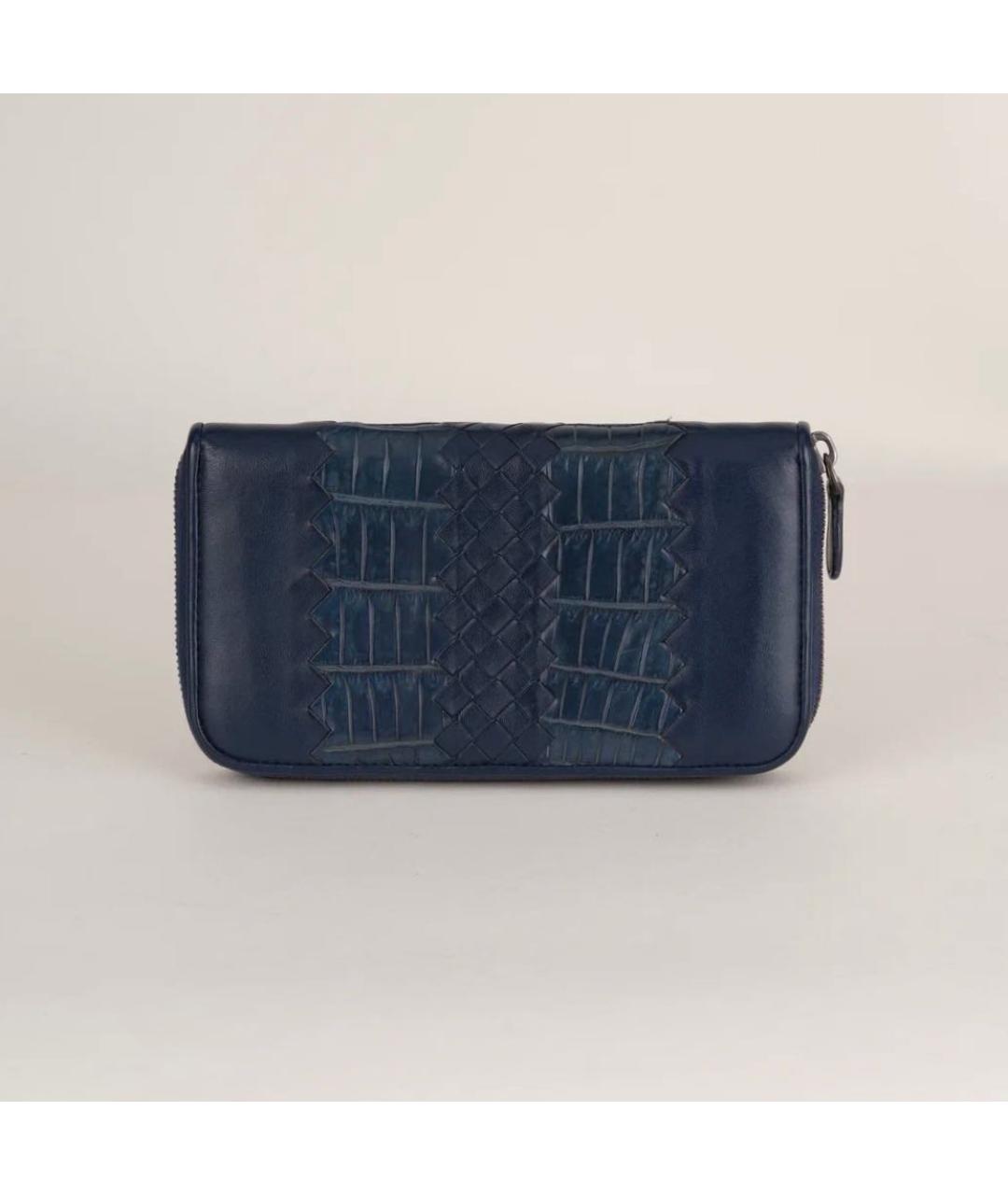 BOTTEGA VENETA Темно-синий кожаный кошелек, фото 2