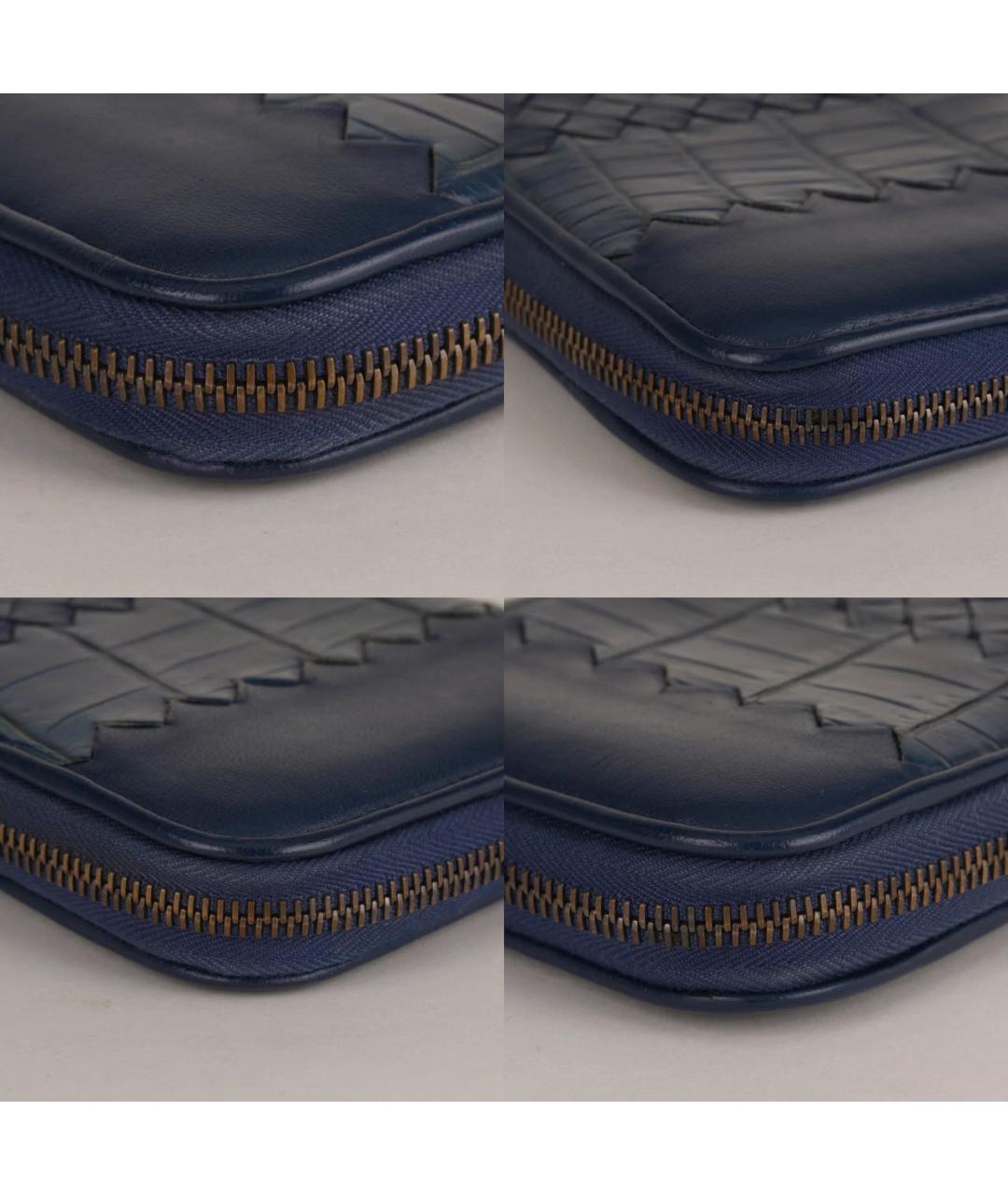 BOTTEGA VENETA Темно-синий кожаный кошелек, фото 8