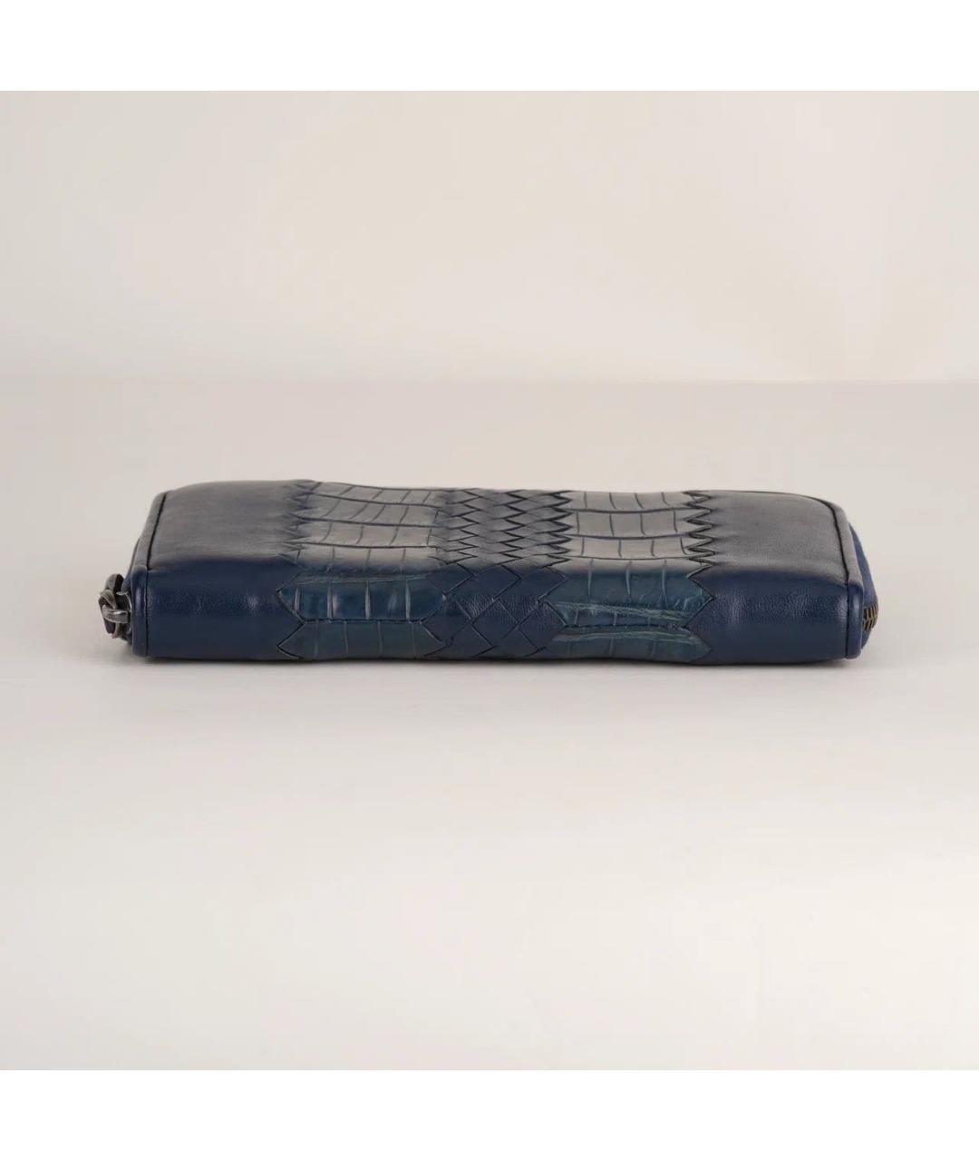 BOTTEGA VENETA Темно-синий кожаный кошелек, фото 6