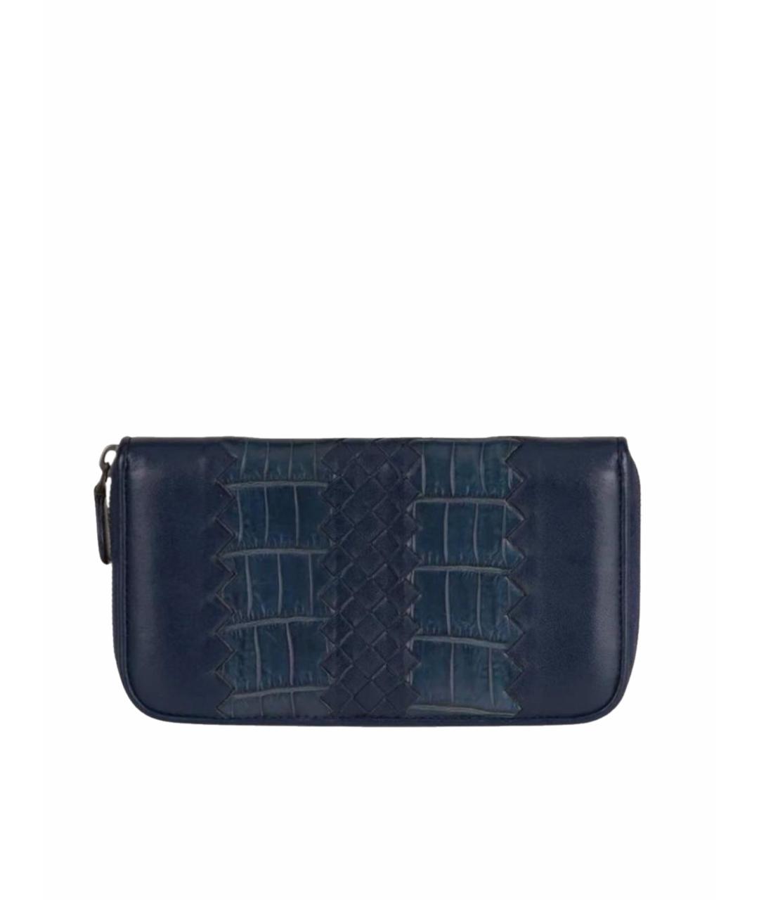 BOTTEGA VENETA Темно-синий кожаный кошелек, фото 1