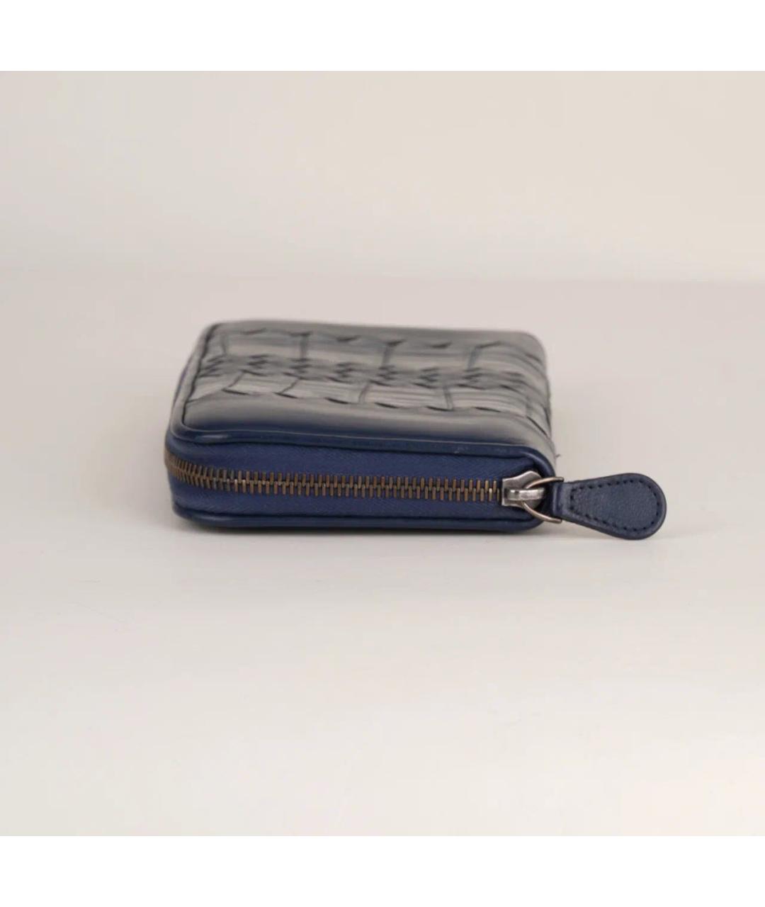 BOTTEGA VENETA Темно-синий кожаный кошелек, фото 4