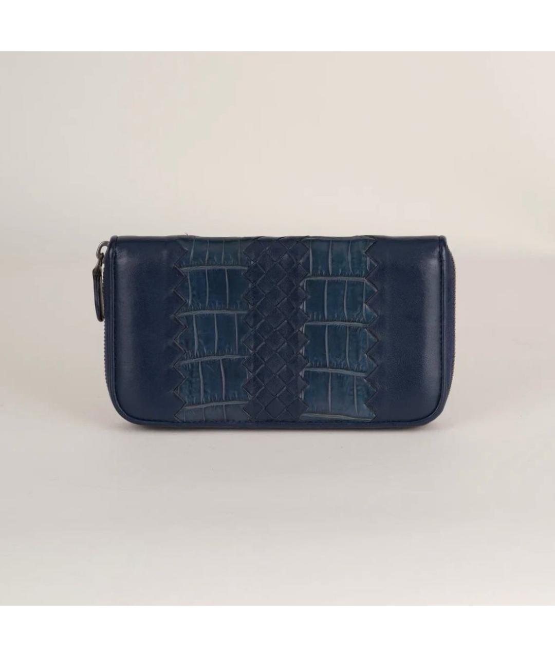 BOTTEGA VENETA Темно-синий кожаный кошелек, фото 9