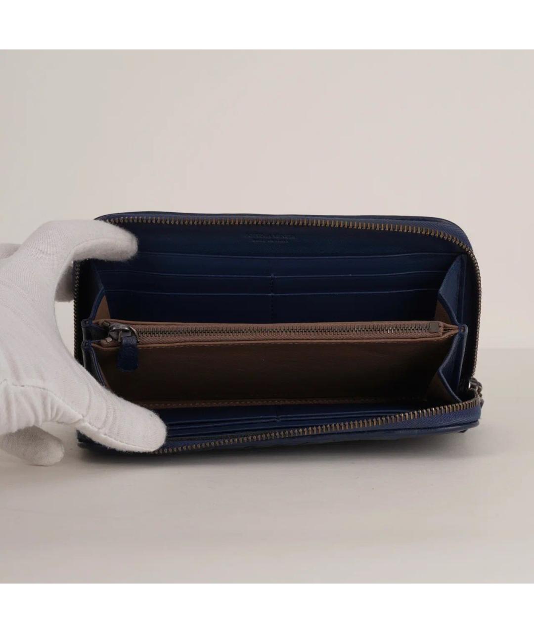 BOTTEGA VENETA Темно-синий кожаный кошелек, фото 7