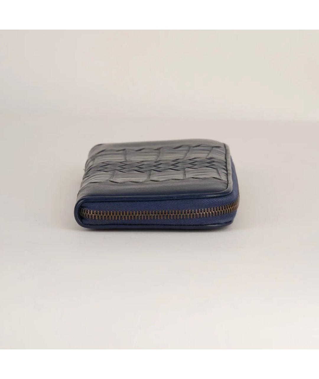 BOTTEGA VENETA Темно-синий кожаный кошелек, фото 3