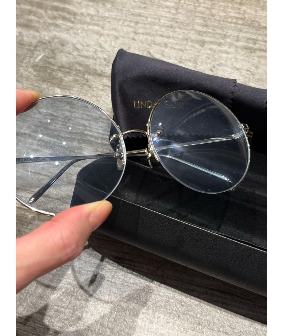 LINDA FARROW Голубые металлические солнцезащитные очки, фото 3