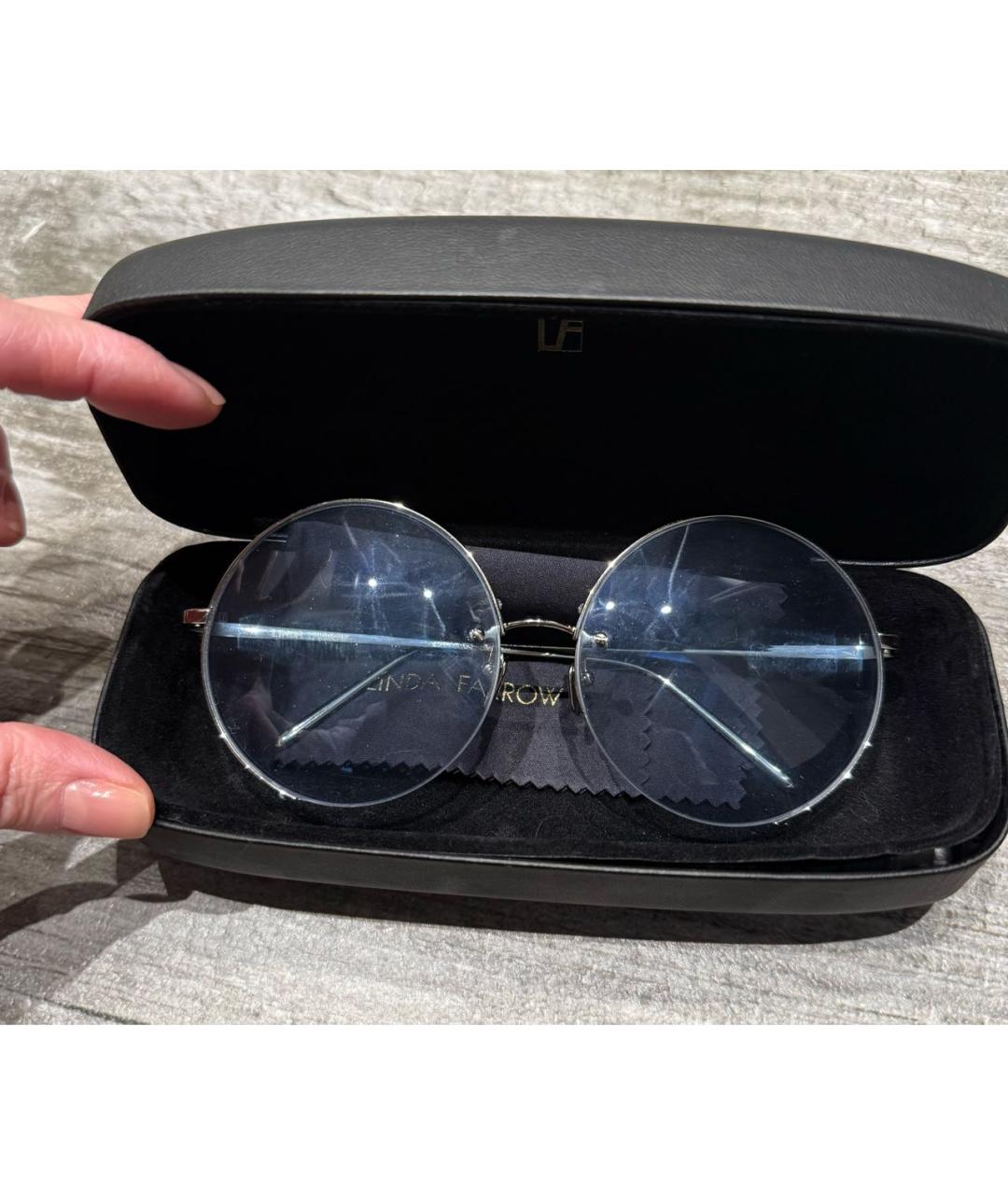 LINDA FARROW Голубые металлические солнцезащитные очки, фото 6
