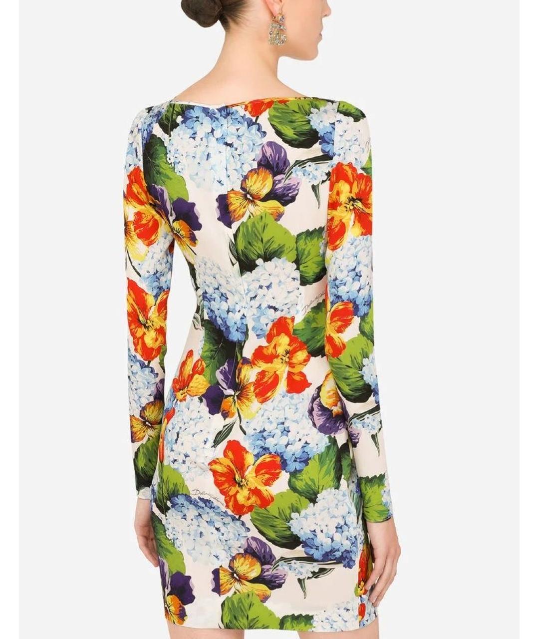 DOLCE&GABBANA Мульти шелковое коктейльное платье, фото 2