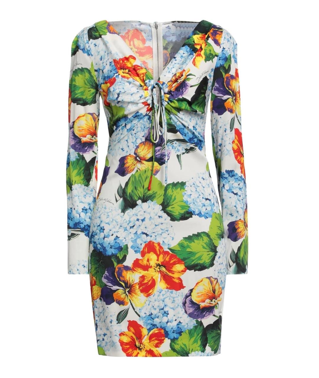 DOLCE&GABBANA Мульти шелковое коктейльное платье, фото 1