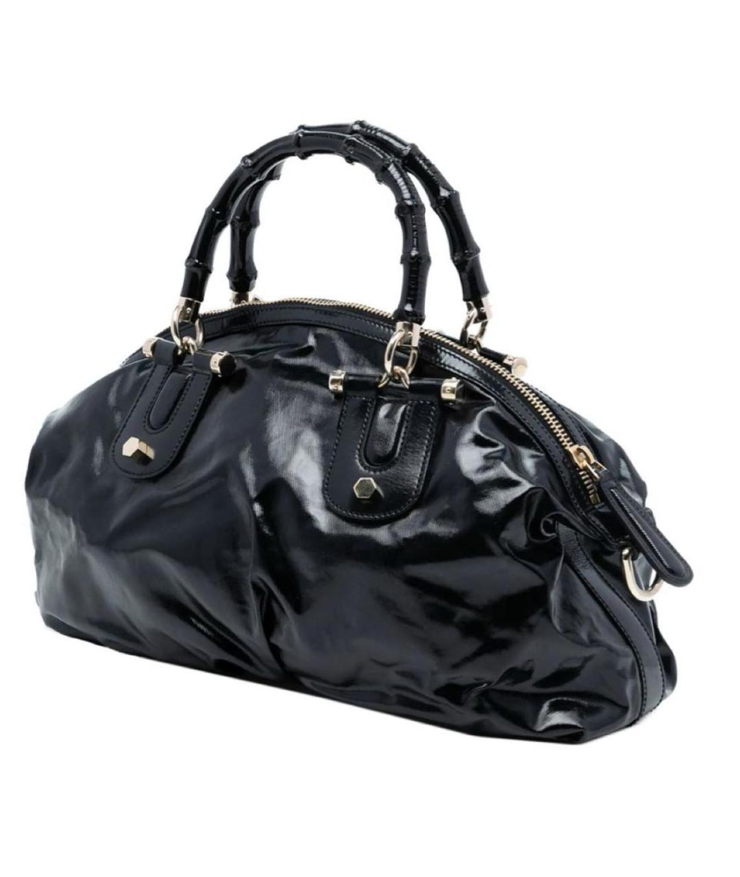 GUCCI Черная сумка с короткими ручками из лакированной кожи, фото 2