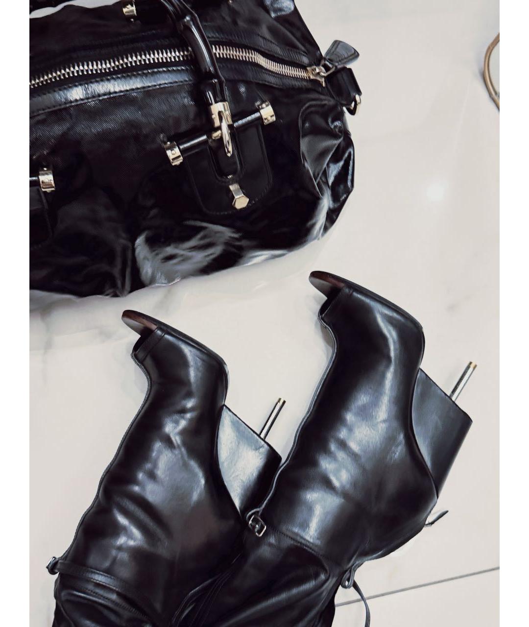 GUCCI Черная сумка с короткими ручками из лакированной кожи, фото 5