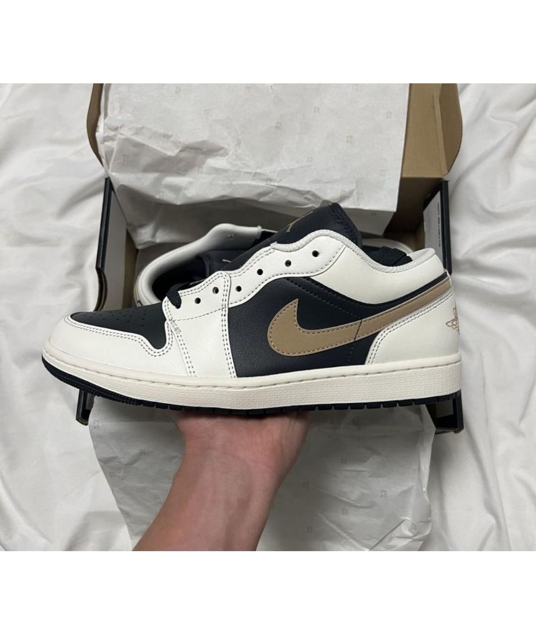 JORDAN Белые кожаные низкие кроссовки / кеды, фото 4