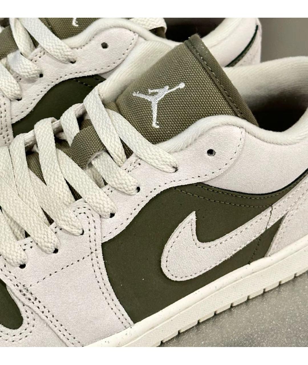 JORDAN Хаки кожаные низкие кроссовки / кеды, фото 6