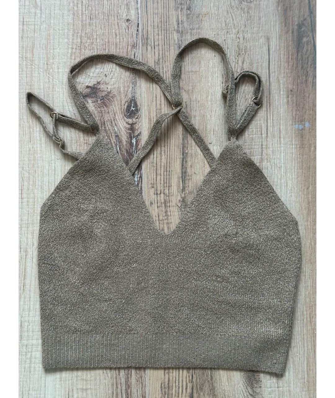 JACQUEMUS Хаки льняная майка, фото 2