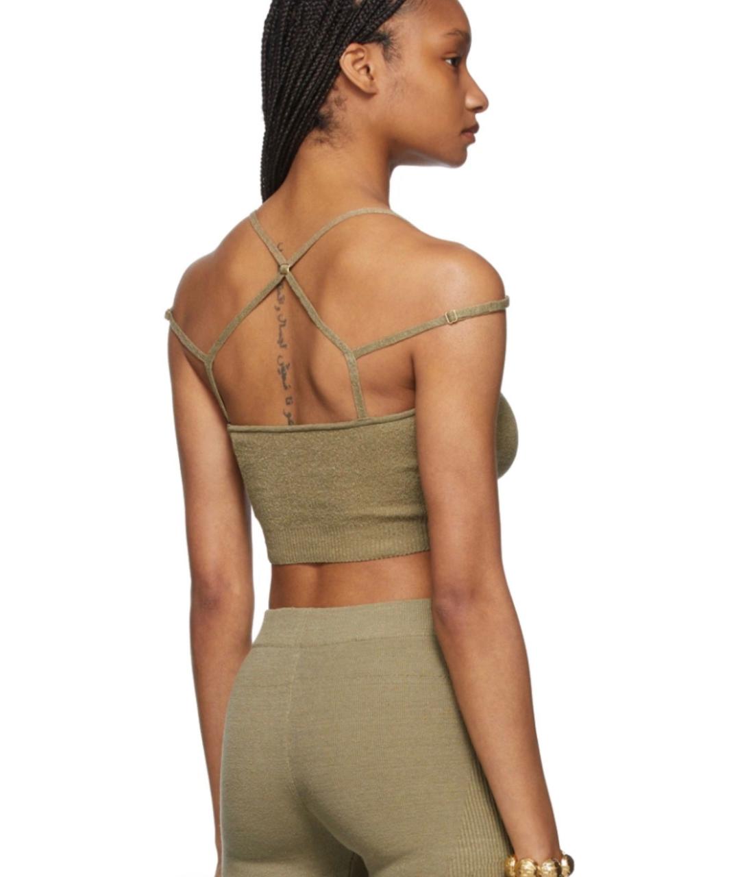 JACQUEMUS Хаки льняная майка, фото 5