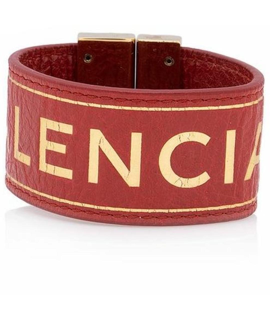 BALENCIAGA Бордовый кожаный браслет, фото 3