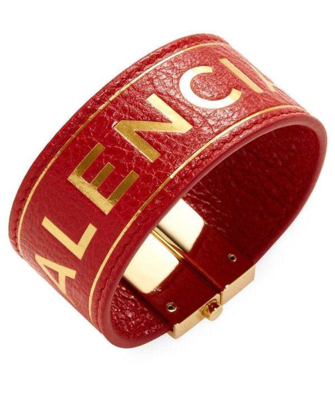 BALENCIAGA Бордовый кожаный браслет, фото 1