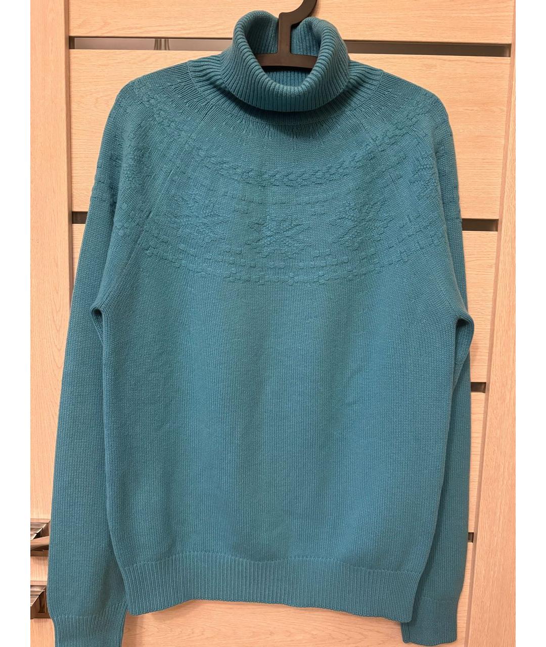 HERMES Бирюзовый кашемировый джемпер / свитер, фото 3