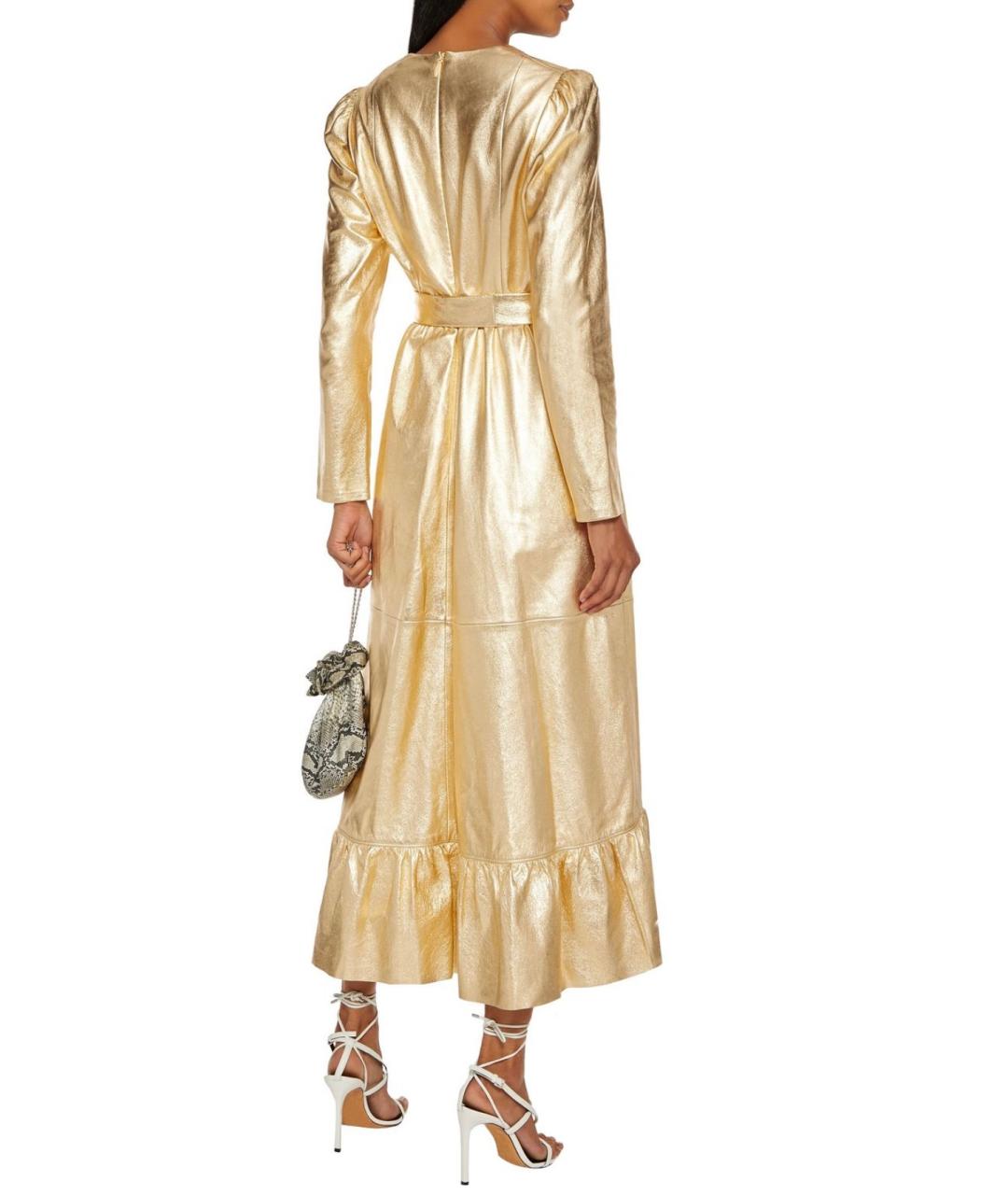 ZIMMERMANN Золотое кожаное коктейльное платье, фото 5