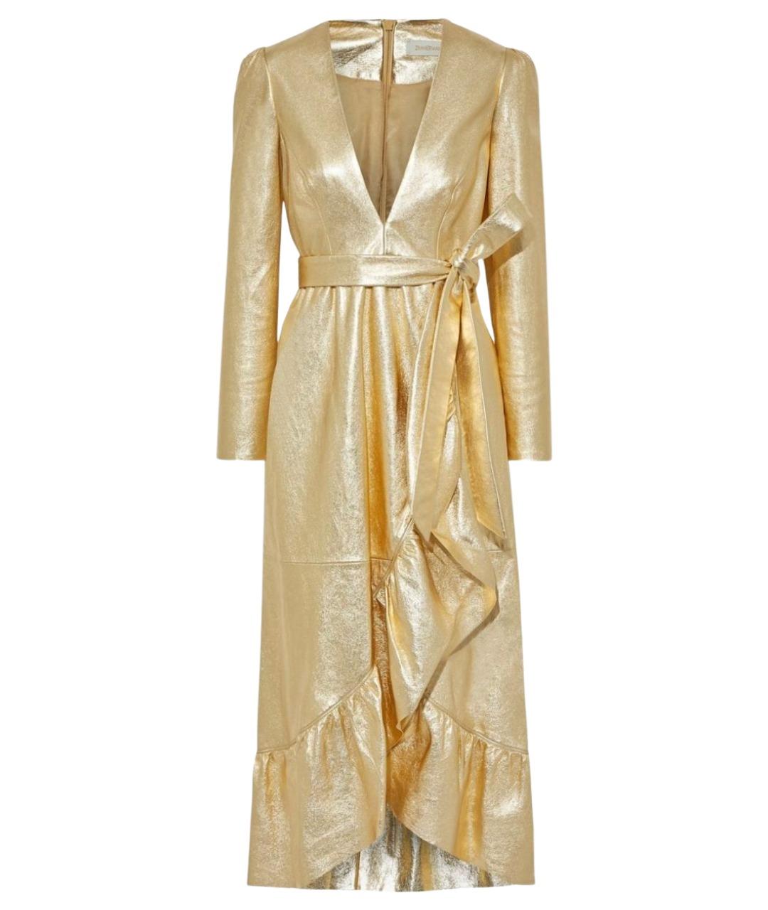 ZIMMERMANN Золотое кожаное коктейльное платье, фото 1