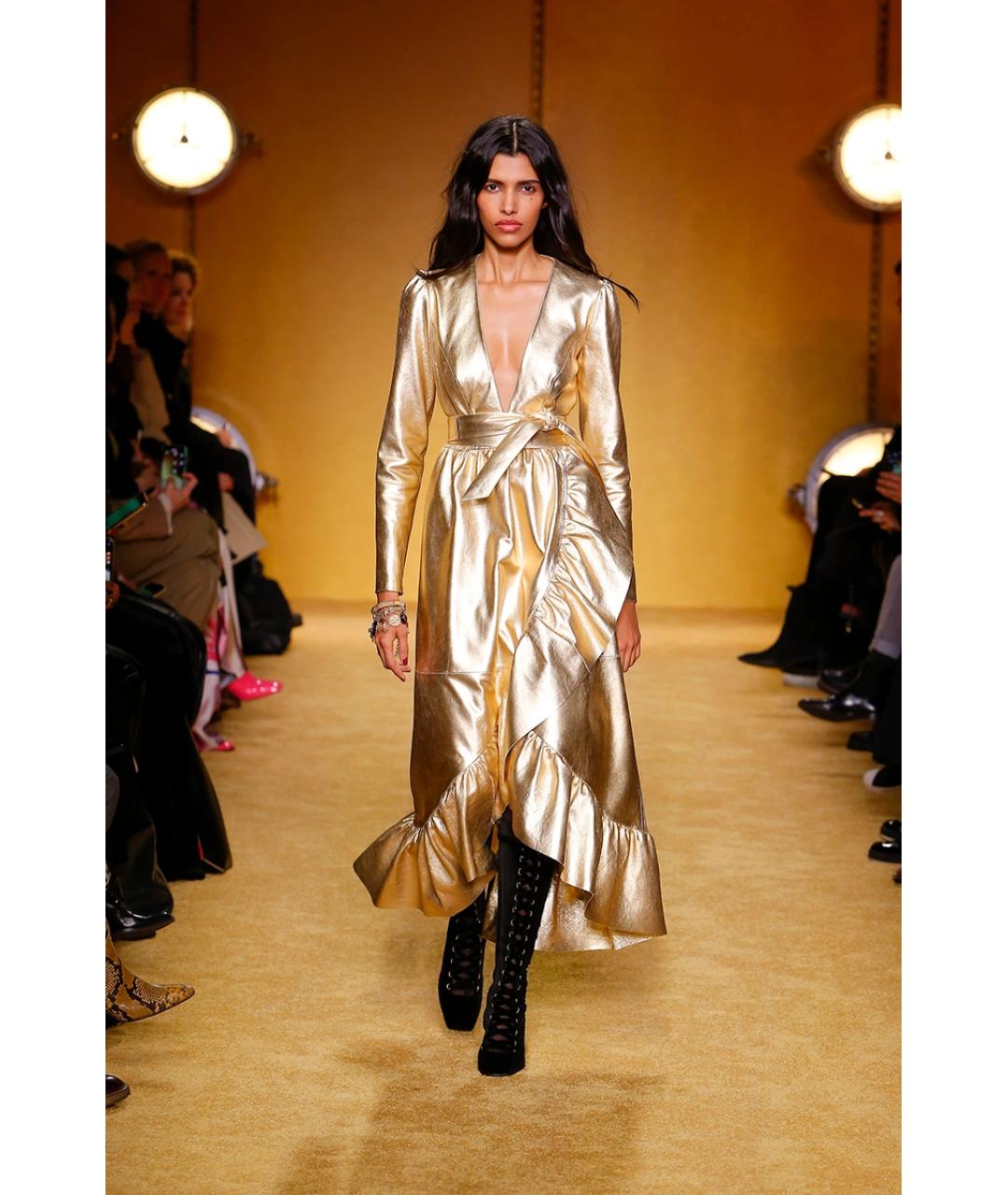 ZIMMERMANN Золотое кожаное коктейльное платье, фото 3
