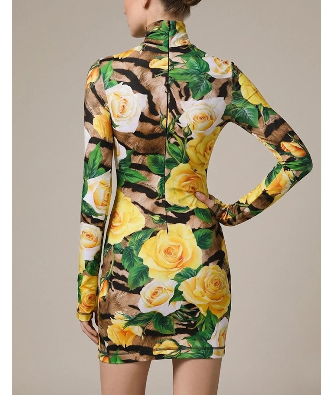 DOLCE&GABBANA Мульти полиэстеровое коктейльное платье, фото 3