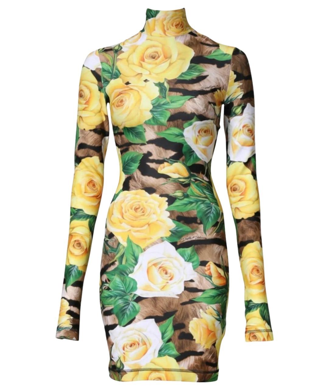 DOLCE&GABBANA Мульти полиэстеровое коктейльное платье, фото 1