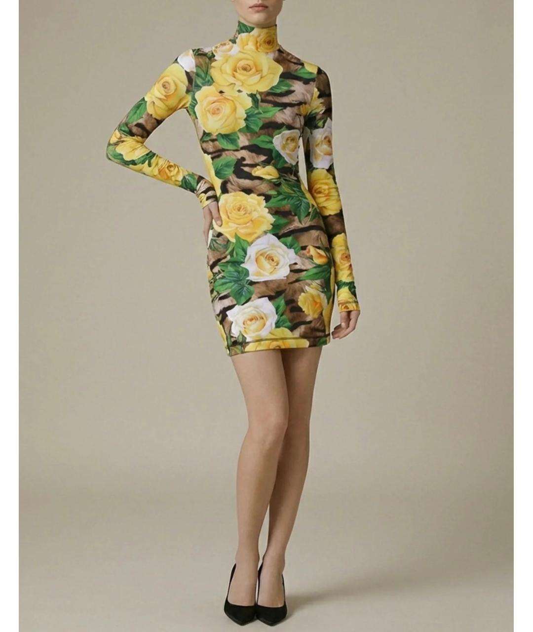 DOLCE&GABBANA Мульти полиэстеровое коктейльное платье, фото 2