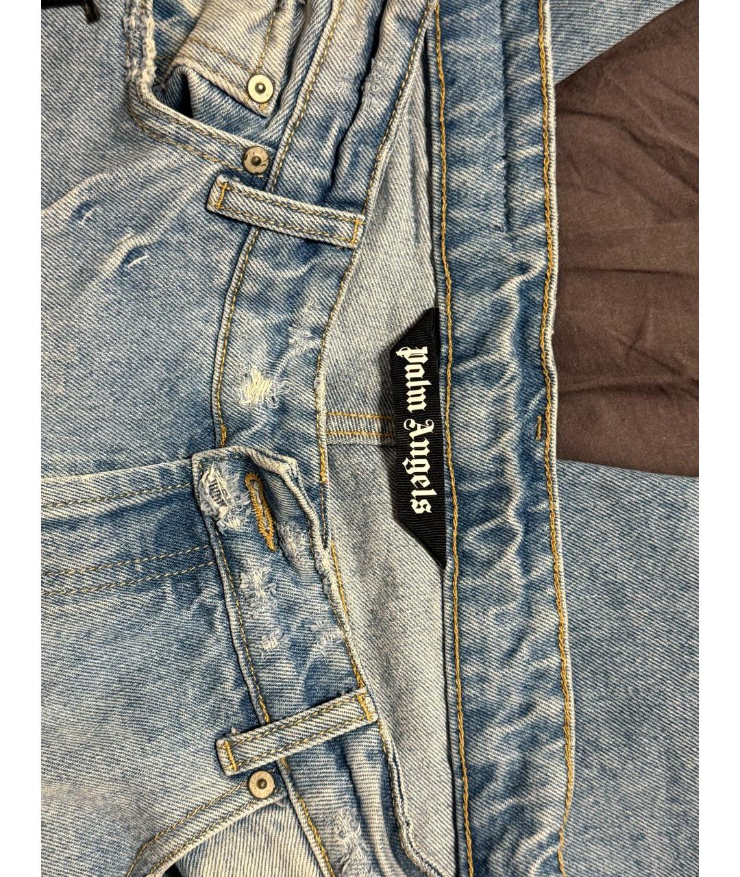 PALM ANGELS Голубые хлопковые прямые джинсы, фото 4