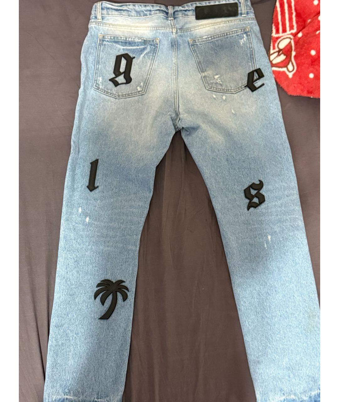 PALM ANGELS Голубые хлопковые прямые джинсы, фото 2