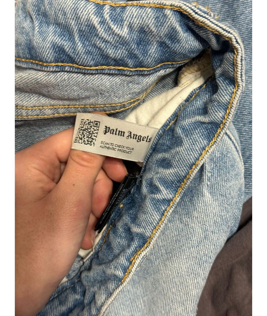 PALM ANGELS Голубые хлопковые прямые джинсы, фото 3