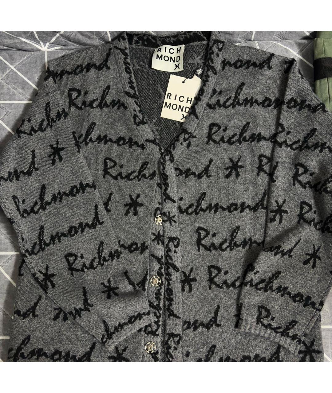 JOHN RICHMOND Серый кашемировый кардиган, фото 5