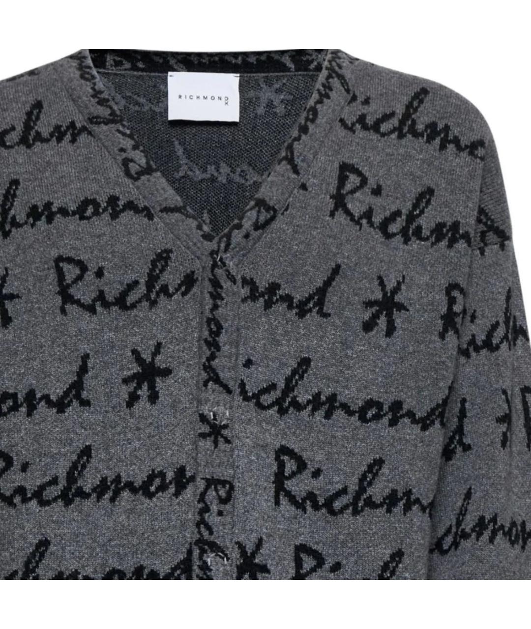 JOHN RICHMOND Серый кашемировый кардиган, фото 3