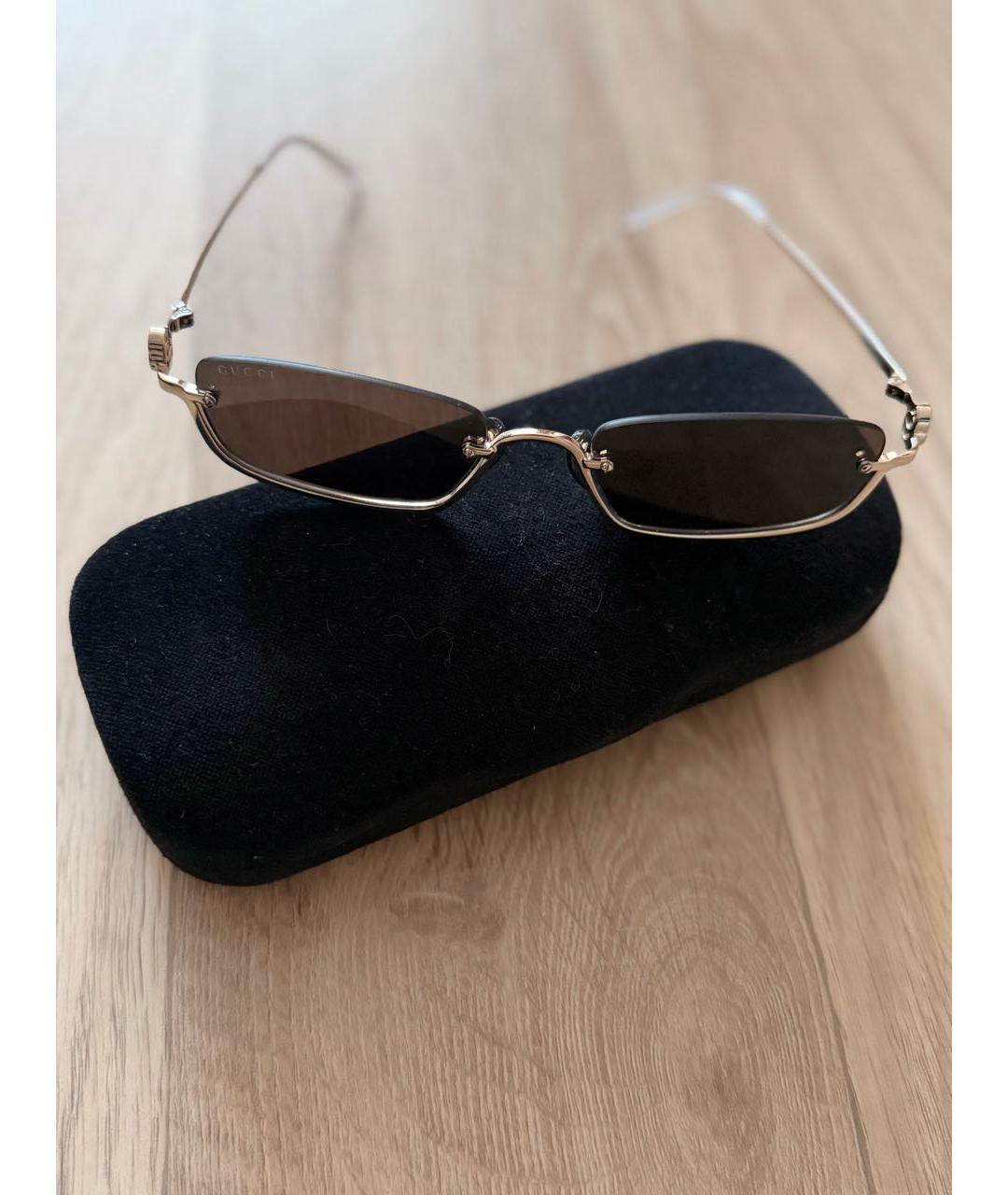 GUCCI Коричневые металлические солнцезащитные очки, фото 2