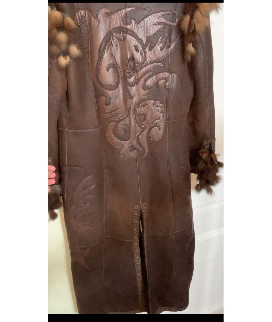 CAVALLI CLASS Коричневая кожаная дубленка, фото 2