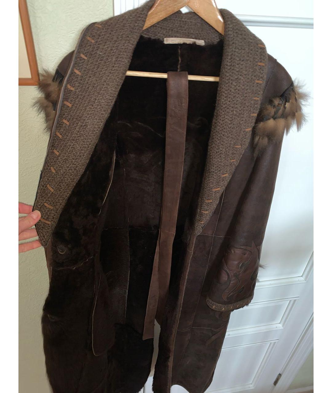 CAVALLI CLASS Коричневая кожаная дубленка, фото 6