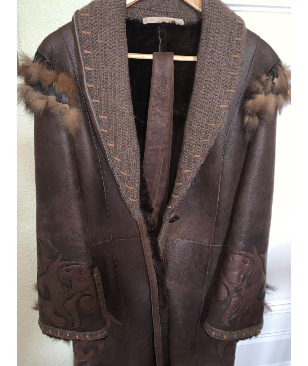 CAVALLI CLASS Коричневая кожаная дубленка, фото 4