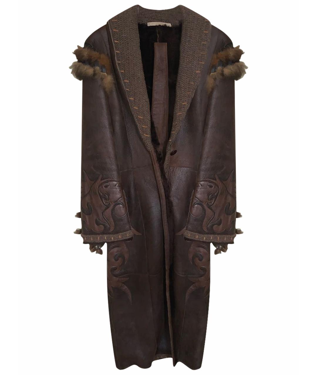 CAVALLI CLASS Коричневая кожаная дубленка, фото 1