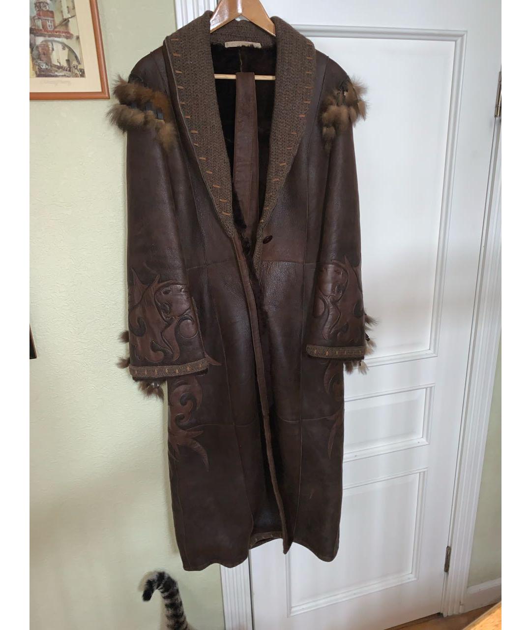 CAVALLI CLASS Коричневая кожаная дубленка, фото 7